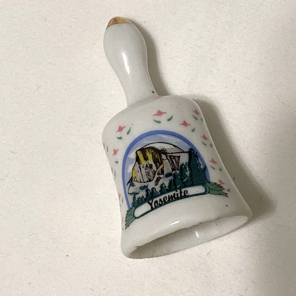 Vintage, Half Dome Yosemite, ceramic miniature bell with gold accent